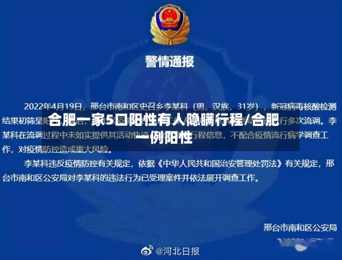 合肥一家5口阳性有人隐瞒行程/合肥一例阳性-第1张图片